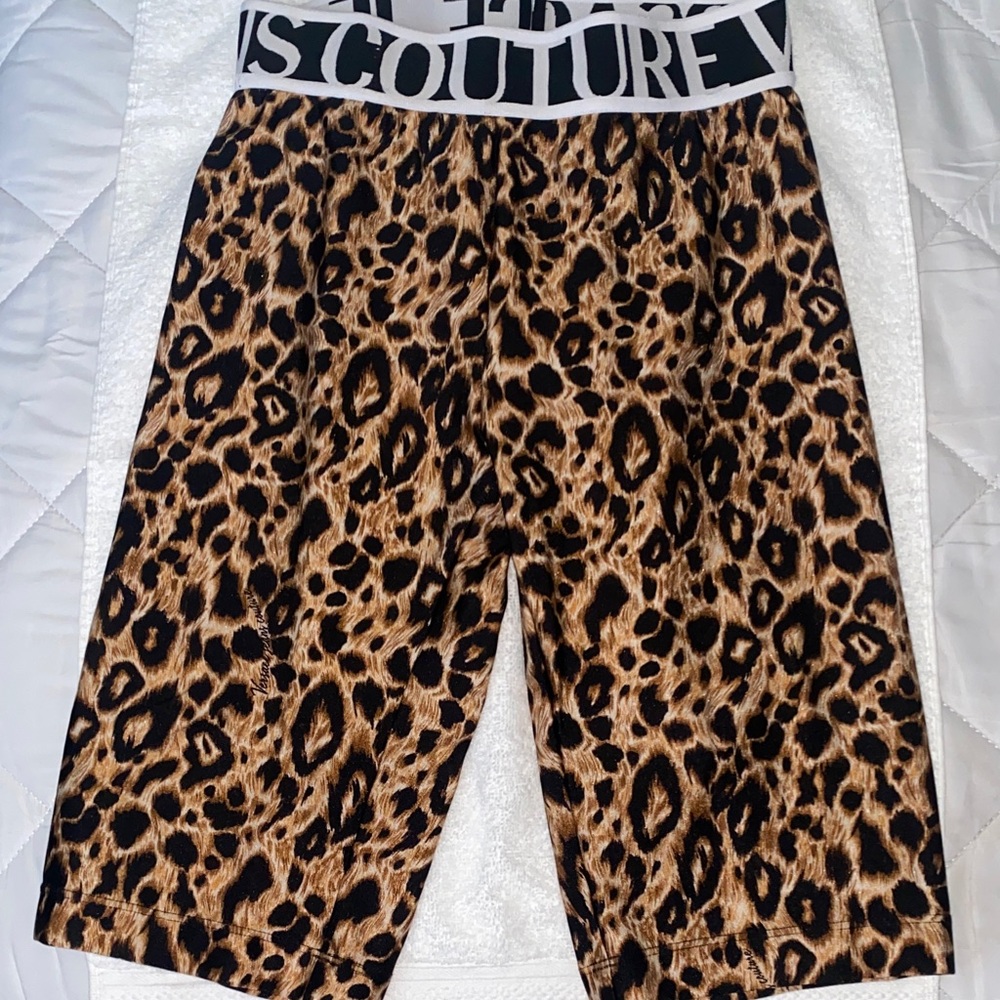Versace Couture Leopard Print Bike Shorts